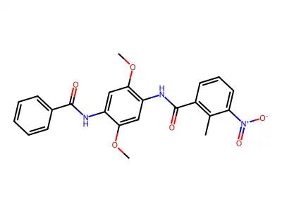 N-(4-benzamido-2,5-dimethoxyphenyl)-2-methyl-3-nitrobenzamide structure
