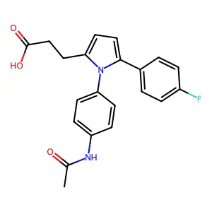 3-{1-[4-(acetylamino)phenyl]-5-(4-fluorophenyl)-1H-pyrrol-2-yl}propanoic acid structure