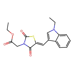 ethyl {(5E)-5-[(1-ethyl-1H-indol-3-yl)methylidene]-2,4-dioxo-1,3-thiazolidin-3-yl}acetate structure