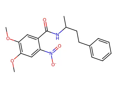 4,5-dimethoxy-2-nitro-N-(4-phenylbutan-2-yl)benzamide structure