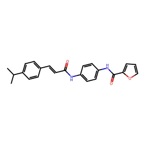 N-[4-[[(E)-3-(4-propan-2-ylphenyl)prop-2-enoyl]amino]phenyl]furan-2-carboxamide structure