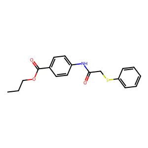 Propyl 4-(2-phenylthioacetylamino)benzoate structure