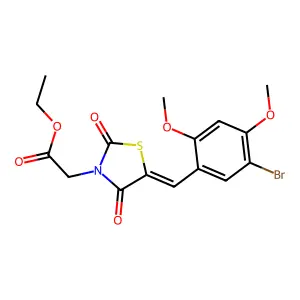 ethyl [(5E)-5-(5-bromo-2,4-dimethoxybenzylidene)-2,4-dioxo-1,3-thiazolidin-3-yl]acetate structure
