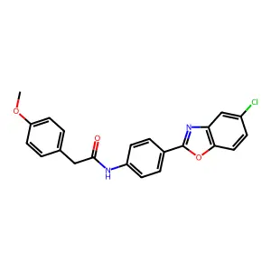 N-[4-(5-chloro-1,3-benzoxazol-2-yl)phenyl]-2-(4-methoxyphenyl)acetamide structure
