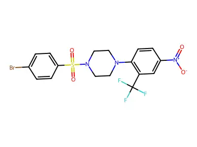 1-(4-Bromophenyl)sulfonyl-4-[4-nitro-2-(trifluoromethyl)phenyl]piperazine structure