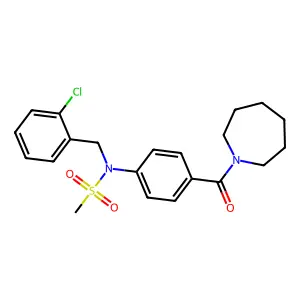N-[4-(azepane-1-carbonyl)phenyl]-N-[(2-chlorophenyl)methyl]methanesulfonamide structure