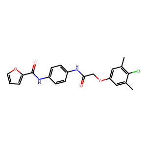 N-[4-[[2-(4-chloro-3,5-dimethylphenoxy)acetyl]amino]phenyl]furan-2-carboxamide structure
