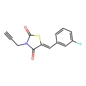 (5E)-5-[(3-fluorophenyl)methylidene]-3-prop-2-ynyl-1,3-thiazolidine-2,4-dione structure
