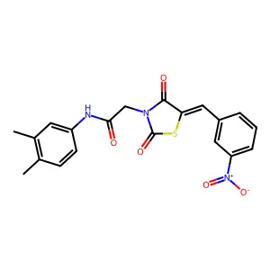 N-(3,4-dimethylphenyl)-2-[(5E)-5-(3-nitrobenzylidene)-2,4-dioxo-1,3-thiazolidin-3-yl]acetamide structure