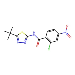 N-(5-tert-butyl-1,3,4-thiadiazol-2-yl)-2-chloro-4-nitrobenzamide structure