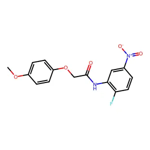 N-(2-fluoro-5-nitrophenyl)-2-(4-methoxyphenoxy)acetamide structure