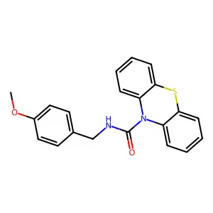 N-[(4-methoxyphenyl)methyl]phenothiazine-10-carboxamide structure