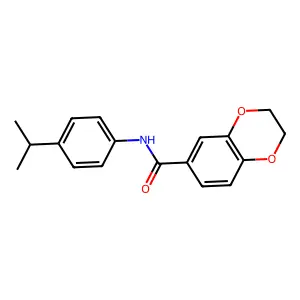 N-(4-propan-2-ylphenyl)-2,3-dihydro-1,4-benzodioxine-6-carboxamide structure