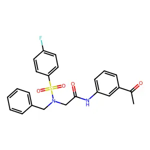 N-(3-acetylphenyl)-2-[benzyl-(4-fluorophenyl)sulfonylamino]acetamide structure
