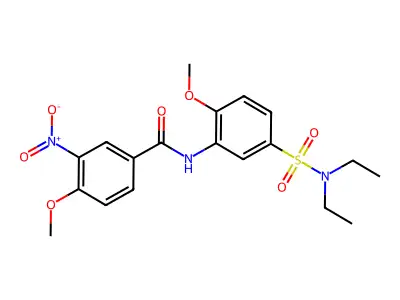 N-[5-(diethylsulfamoyl)-2-methoxyphenyl]-4-methoxy-3-nitrobenzamide structure