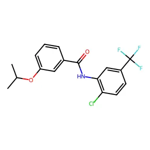 N-[2-chloro-5-(trifluoromethyl)phenyl]-3-propan-2-yloxybenzamide structure
