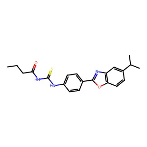 N-[[4-(5-propan-2-yl-1,3-benzoxazol-2-yl)phenyl]carbamothioyl]butanamide structure