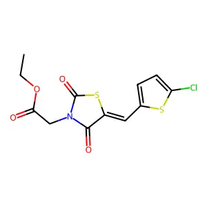 (E)-ethyl 2-(5-((5-chlorothiophen-2-yl)methylene)-2,4-dioxothiazolidin-3-yl)acetate structure
