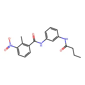 N-[3-(butanoylamino)phenyl]-2-methyl-3-nitrobenzamide structure