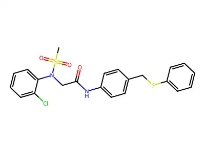 2-(2-chloro-N-methylsulfonylanilino)-N-[4-(phenylsulfanylmethyl)phenyl]acetamide structure