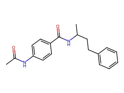 4-acetamido-N-(4-phenylbutan-2-yl)benzamide structure