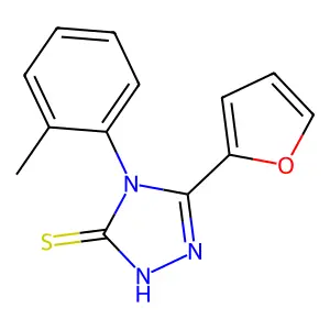 3-(2-furanyl)-4-(2-methylphenyl)-1H-1,2,4-triazole-5-thione structure