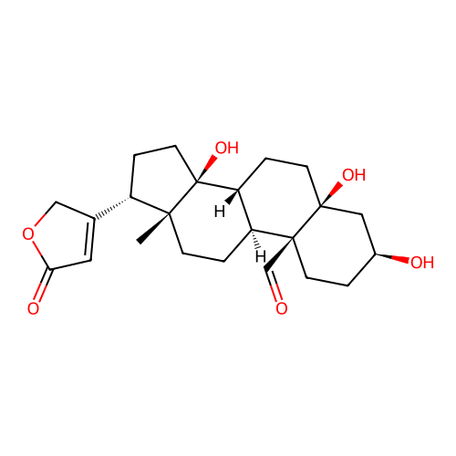 (3S,5S,8R,9S,10S,13R,14S,17S)-3,5,14-trihydroxy-13-methyl-17-(5-oxo-2,5-dihydrofuran-3-yl)hexadecahydro-1H-cyclopenta[a]phenanthrene-10-carbaldehyde structure