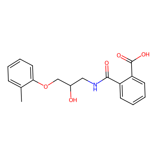 2-{[2-Hydroxy-3-(2-methylphenoxy)propyl]carbamoyl}benzoic acid structure