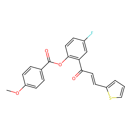4-fluoro-2-[(2E)-3-(thiophen-2-yl)prop-2-enoyl]phenyl 4-methoxybenzoate structure
