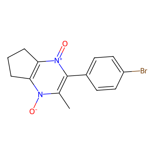 2-(4-bromophenyl)-3-methyl-6,7-dihydro-5H-cyclopenta[b]pyrazine 1,4-dioxide structure