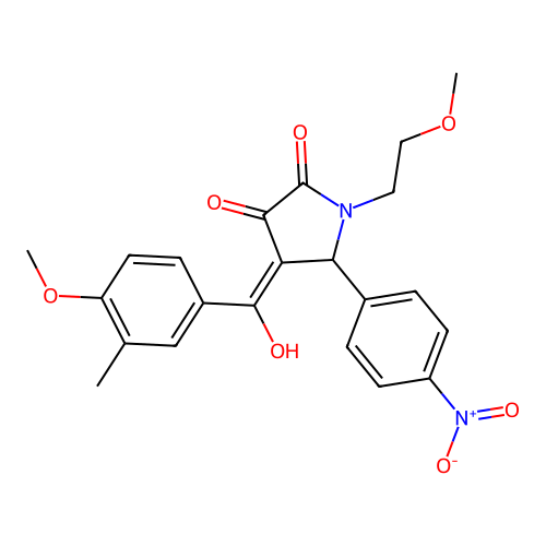 (4E)-4-[hydroxy(4-methoxy-3-methylphenyl)methylidene]-1-(2-methoxyethyl)-5-(4-nitrophenyl)pyrrolidine-2,3-dione structure