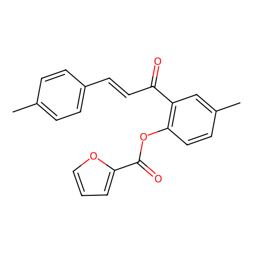 4-methyl-2-[(2E)-3-(4-methylphenyl)prop-2-enoyl]phenyl furan-2-carboxylate structure