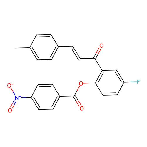 [4-fluoro-2-[(E)-3-(4-methylphenyl)prop-2-enoyl]phenyl] 4-nitrobenzoate structure