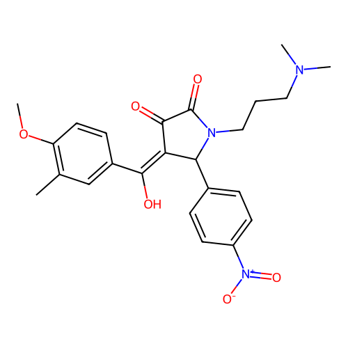 (4E)-1-[3-(dimethylamino)propyl]-4-[hydroxy-(4-methoxy-3-methylphenyl)methylidene]-5-(4-nitrophenyl)pyrrolidine-2,3-dione structure