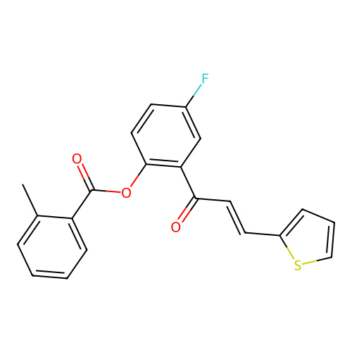 4-fluoro-2-[(2E)-3-(thiophen-2-yl)prop-2-enoyl]phenyl 2-methylbenzoate structure