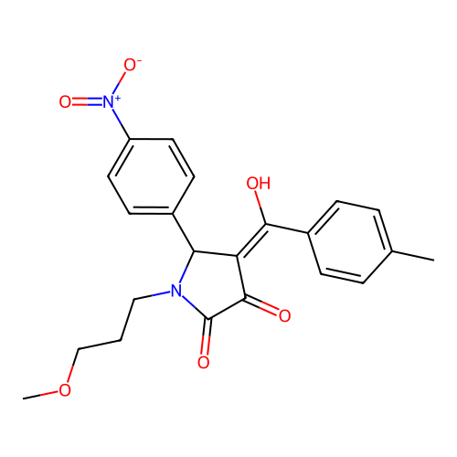 3-hydroxy-1-(3-methoxypropyl)-4-(4-methylbenzoyl)-5-(4-nitrophenyl)-1H-pyrrol-2(5H)-one structure