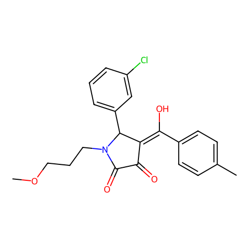 5-(3-chlorophenyl)-3-hydroxy-1-(3-methoxypropyl)-4-(4-methylbenzoyl)-2,5-dihydro-1H-pyrrol-2-one structure