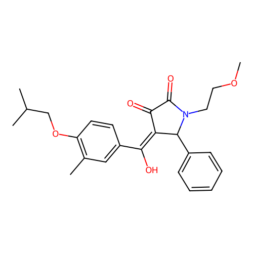 3-hydroxy-1-(2-methoxyethyl)-4-[3-methyl-4-(2-methylpropoxy)benzoyl]-5-phenyl-2,5-dihydro-1H-pyrrol-2-one structure