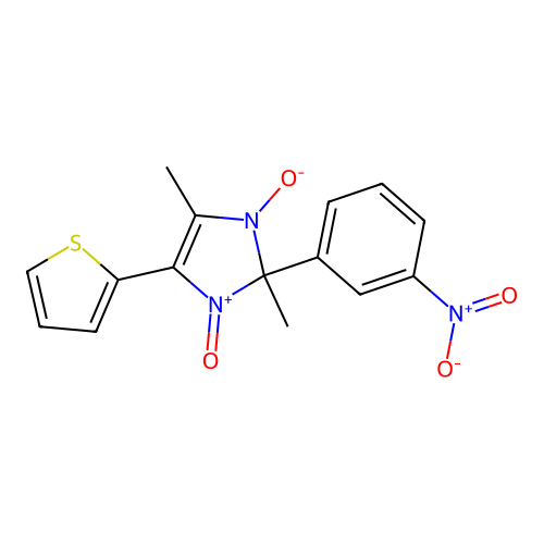 2,4-dimethyl-2-(3-nitrophenyl)-5-(thiophen-2-yl)-2H-imidazole 1,3-dioxide structure