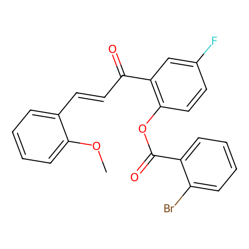 4-fluoro-2-[(2E)-3-(2-methoxyphenyl)prop-2-enoyl]phenyl 2-bromobenzoate structure