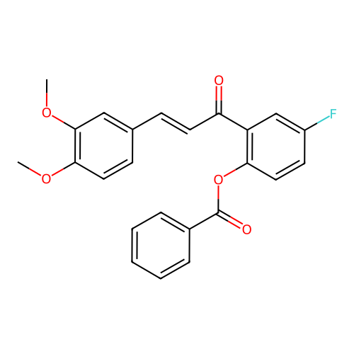 2-[(2E)-3-(3,4-dimethoxyphenyl)prop-2-enoyl]-4-fluorophenyl benzoate structure