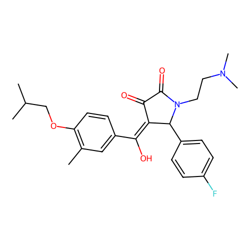 1-[2-(dimethylamino)ethyl]-5-(4-fluorophenyl)-3-hydroxy-4-[3-methyl-4-(2-methylpropoxy)benzoyl]-2,5-dihydro-1H-pyrrol-2-one structure