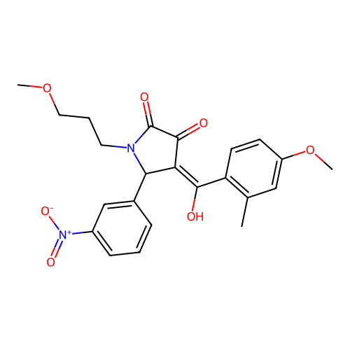 (4E)-4-[hydroxy(4-methoxy-2-methylphenyl)methylidene]-1-(3-methoxypropyl)-5-(3-nitrophenyl)pyrrolidine-2,3-dione structure
