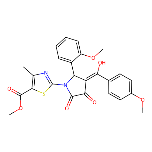 methyl 2-[3-hydroxy-4-(4-methoxybenzoyl)-5-(2-methoxyphenyl)-2-oxo-2,5-dihydro-1H-pyrrol-1-yl]-4-methyl-1,3-thiazole-5-carboxylate structure