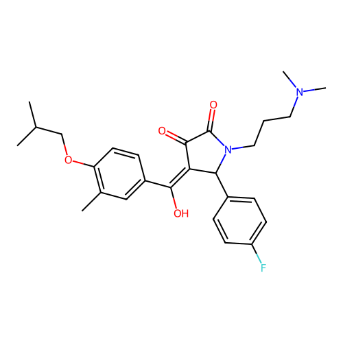 1-[3-(dimethylamino)propyl]-5-(4-fluorophenyl)-3-hydroxy-4-[3-methyl-4-(2-methylpropoxy)benzoyl]-2,5-dihydro-1H-pyrrol-2-one structure