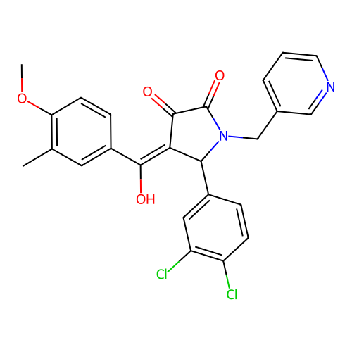 (4E)-5-(3,4-dichlorophenyl)-4-[hydroxy-(4-methoxy-3-methylphenyl)methylidene]-1-(pyridin-3-ylmethyl)pyrrolidine-2,3-dione structure