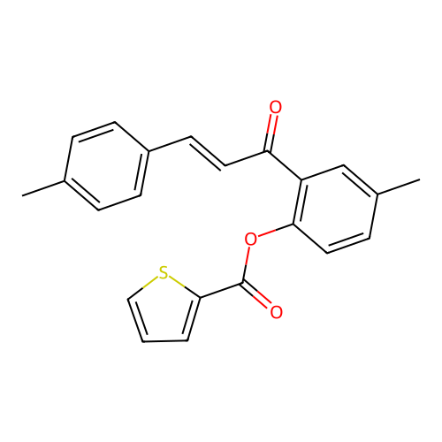 4-methyl-2-[(2E)-3-(4-methylphenyl)prop-2-enoyl]phenyl thiophene-2-carboxylate structure