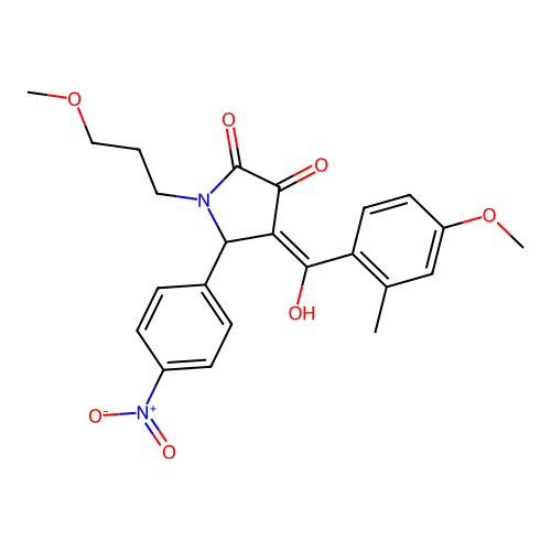 (4E)-4-[hydroxy(4-methoxy-2-methylphenyl)methylidene]-1-(3-methoxypropyl)-5-(4-nitrophenyl)pyrrolidine-2,3-dione structure