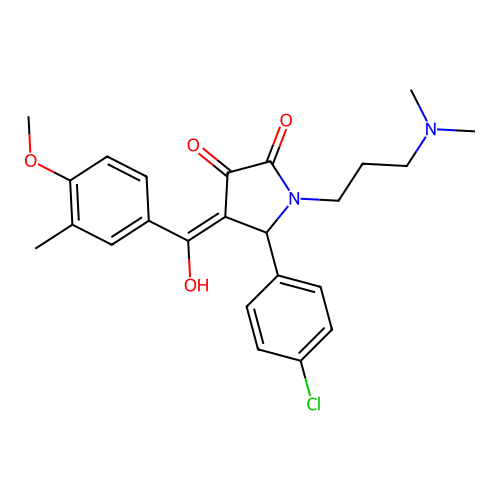 (4E)-5-(4-chlorophenyl)-1-[3-(dimethylamino)propyl]-4-[hydroxy-(4-methoxy-3-methylphenyl)methylidene]pyrrolidine-2,3-dione structure