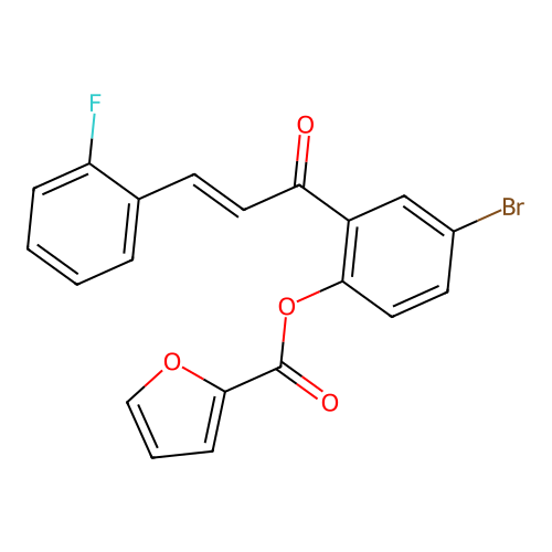 [4-bromo-2-[(E)-3-(2-fluorophenyl)prop-2-enoyl]phenyl] furan-2-carboxylate structure